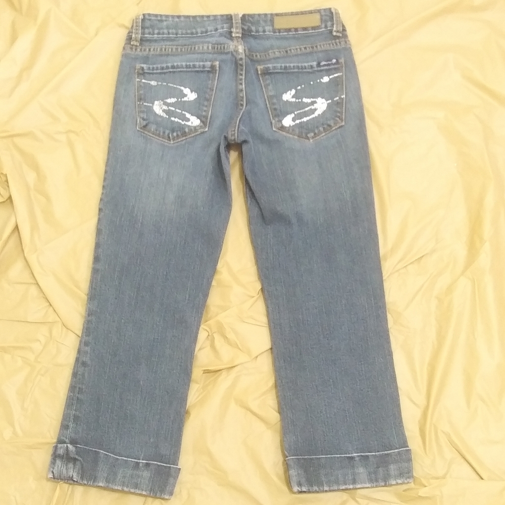 7 For All Mankind Crystal Pocket Low Rise Size 26 Jeans Cropped Rolled Cuff - Picture 4 of 9